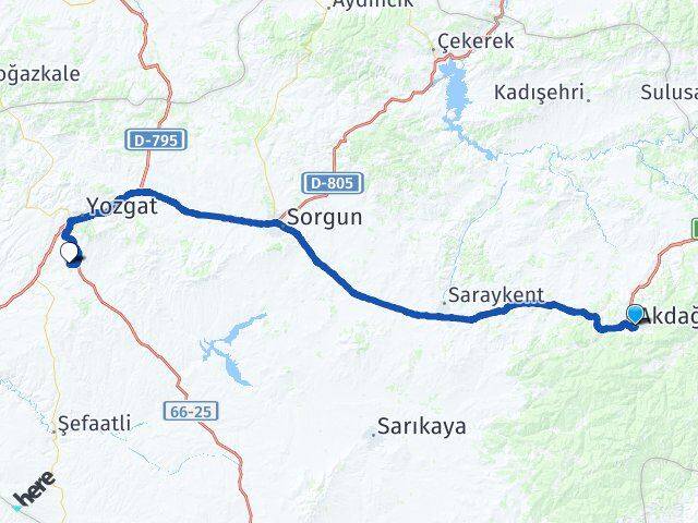 Yozgat Akdağmadeni Azizli Arası Kaç Km - Yol Haritası