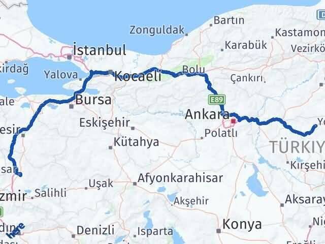 Yozgat Akhisar Manisa Arası Kaç Km - Yol Haritası