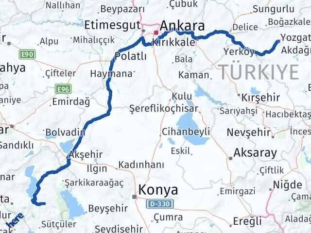 Yozgat Aksu Isparta Arası Kaç Km - Yol Haritası