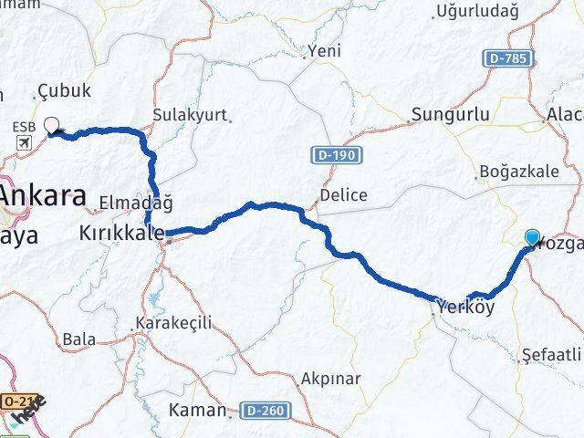 Yozgat Akyurt Ankara Arası Kaç Km - Yol Haritası