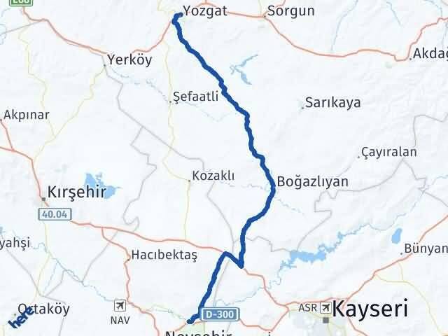 Yozgat Avanos Nevşehir Arası Kaç Km - Yol Haritası