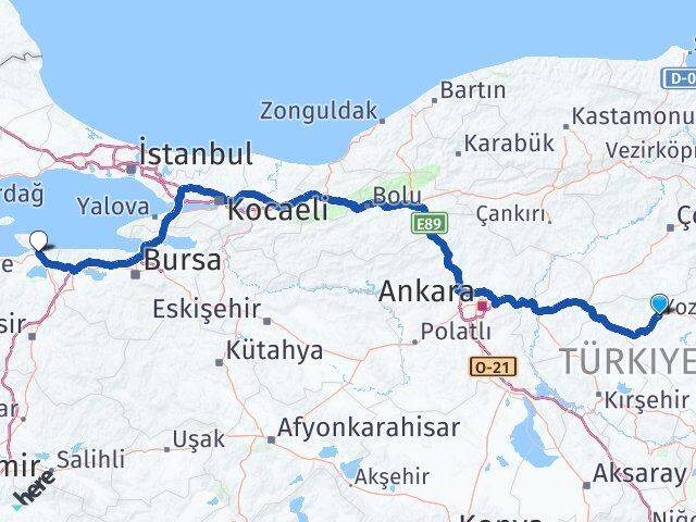 Yozgat Bandırma Balıkesir Arası Kaç Km - Yol Haritası