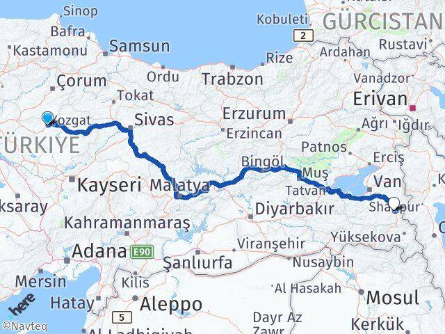 Yozgat Başkale Van Arası Kaç Km - Yol Haritası
