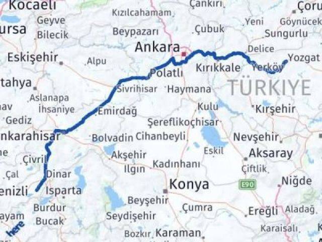 Yozgat Başmakçı Afyonkarahisar Arası Kaç Km - Yol Haritası