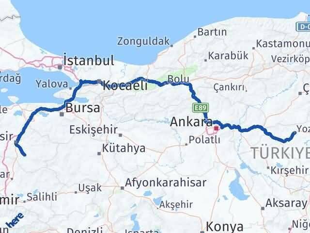 Yozgat Bigadiç Balıkesir Arası Kaç Km - Yol Haritası