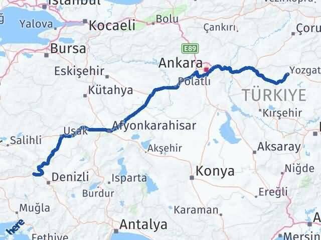 Yozgat Buharkent Aydın Arası Kaç Km - Yol Haritası