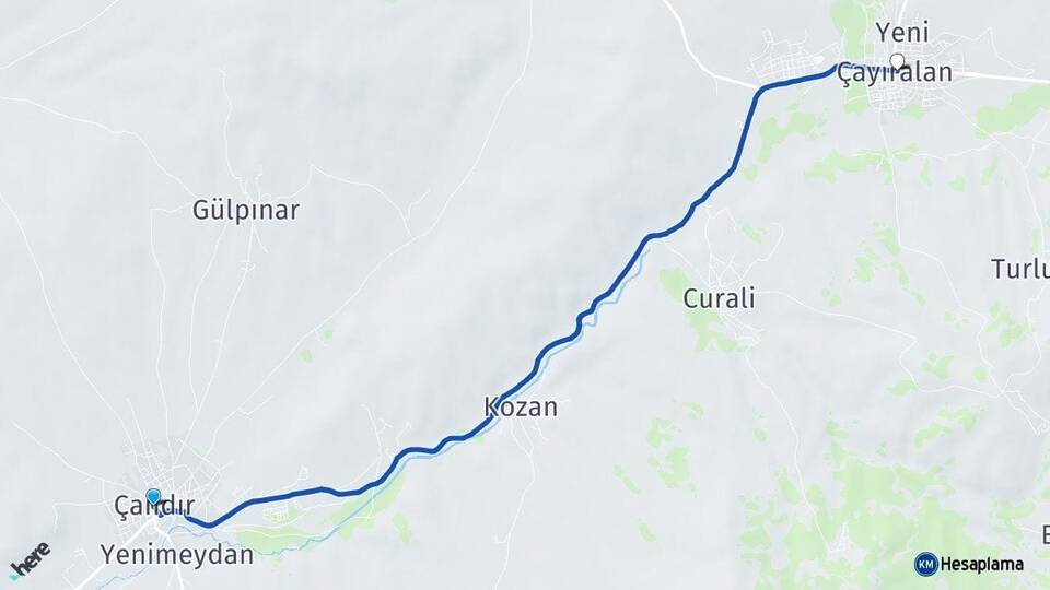 Yozgat Çandır Çayıralan Arası Kaç Km - Yol Haritası