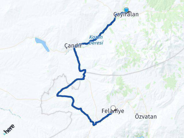 Yozgat Çayıralan Felahiye Kayseri Arası Kaç Km - Yol Haritası