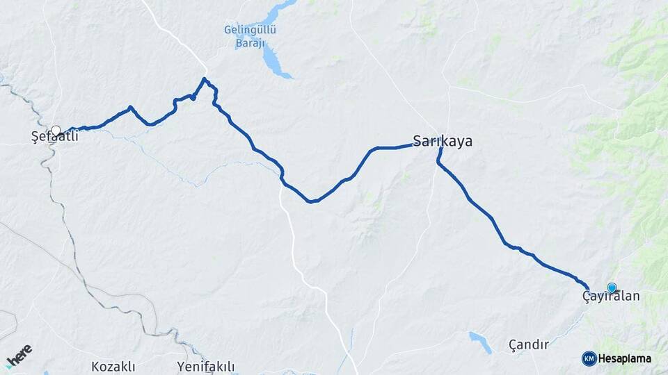 Yozgat Çayıralan Şefaatli Arası Kaç Km - Yol Haritası