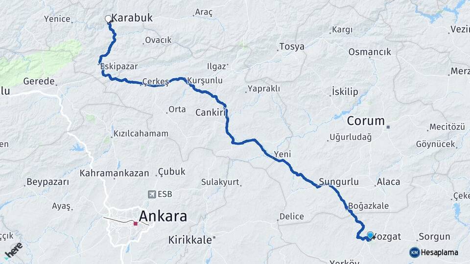 Yozgat Cihanpaşa Arası Kaç Km - Yol Haritası