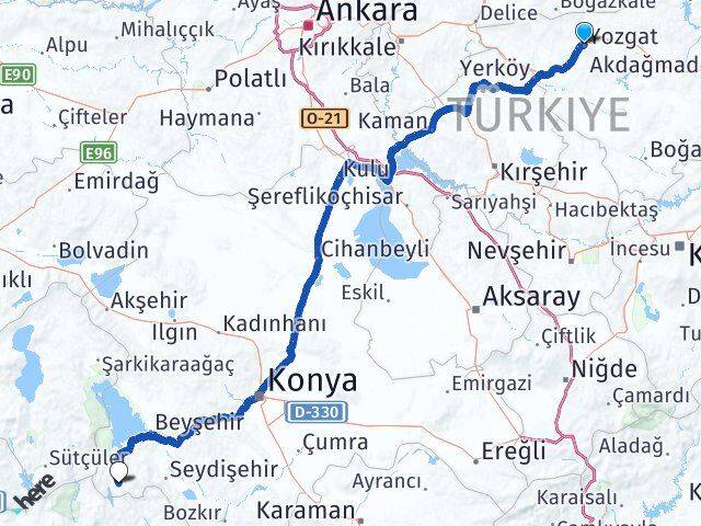 Yozgat Derebucak Konya Arası Kaç Km - Yol Haritası