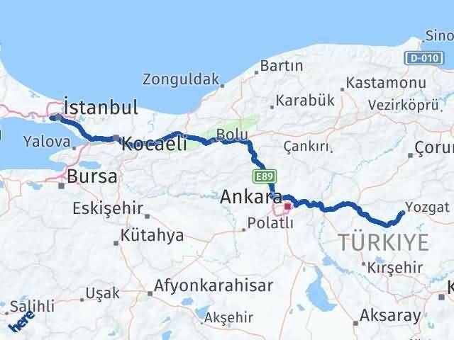 Yozgat Esenler İstanbul Arası Kaç Km - Yol Haritası