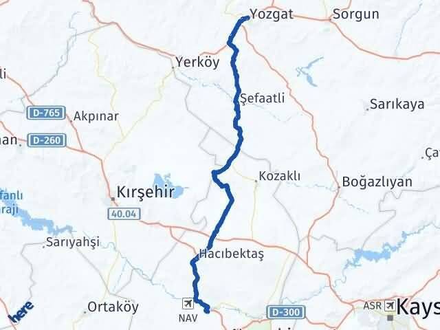 Yozgat Gülşehir Nevşehir Arası Kaç Km - Yol Haritası