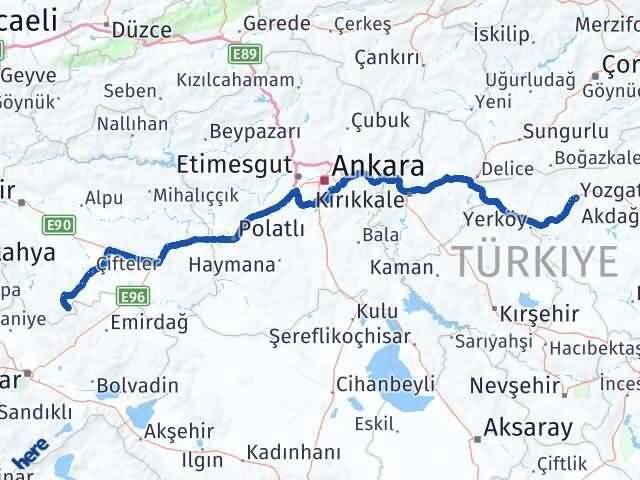 Yozgat Han Eskişehir Arası Kaç Km - Yol Haritası