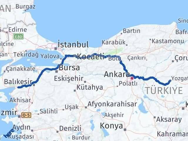 Yozgat Havran Balıkesir Arası Kaç Km - Yol Haritası