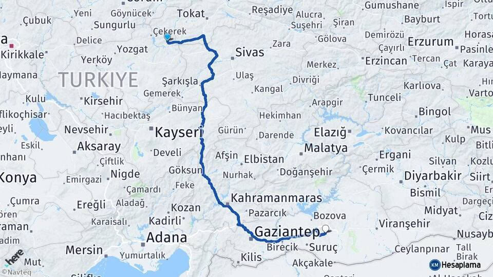 Yozgat Kadışehri Şanlıurfa Arası Kaç Km - Yol Haritası