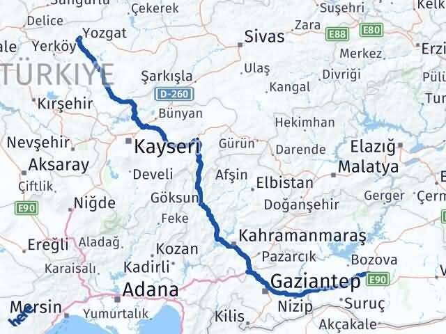 Yozgat Karaköprü Şanlıurfa Arası Kaç Km - Yol Haritası