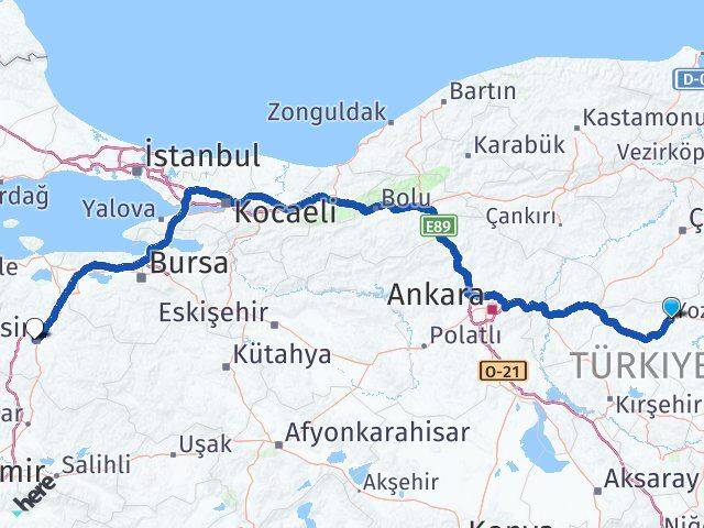 Yozgat Karesi Balıkesir Arası Kaç Km - Yol Haritası