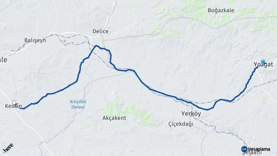 Yozgat Keskin Kırıkkale Arası Kaç Km - Yol Haritası