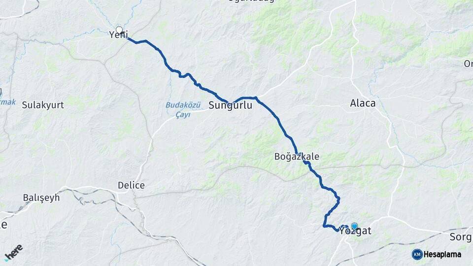 Yozgat Kızılırmak Çankırı Arası Kaç Km - Yol Haritası