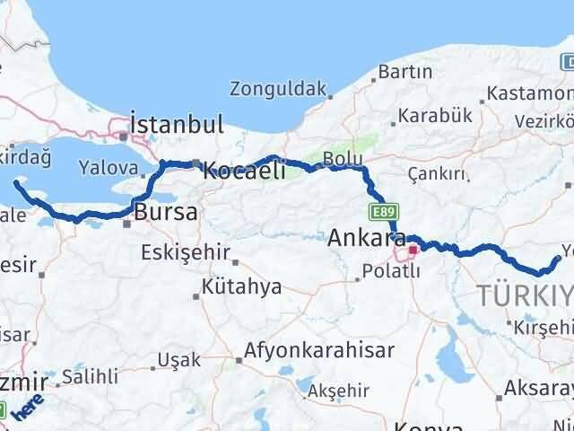 Yozgat Marmara Balıkesir Arası Kaç Km - Yol Haritası