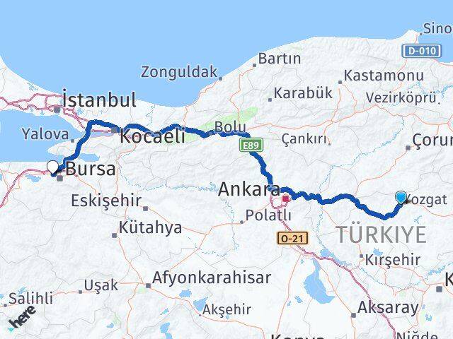 Yozgat Nilüfer Bursa Arası Kaç Km - Yol Haritası