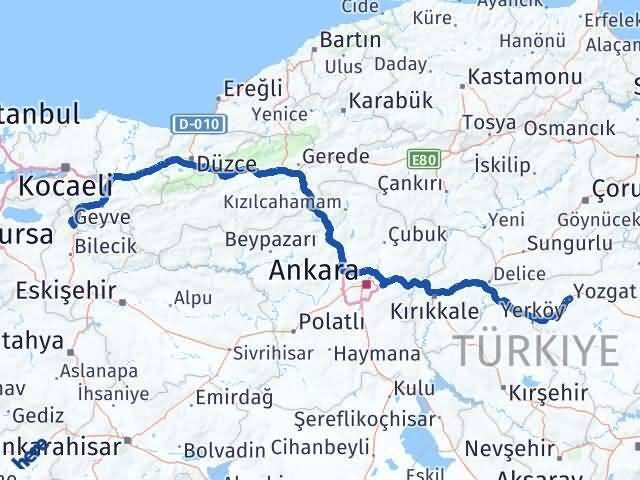Yozgat Osmaneli Bilecik Arası Kaç Km - Yol Haritası
