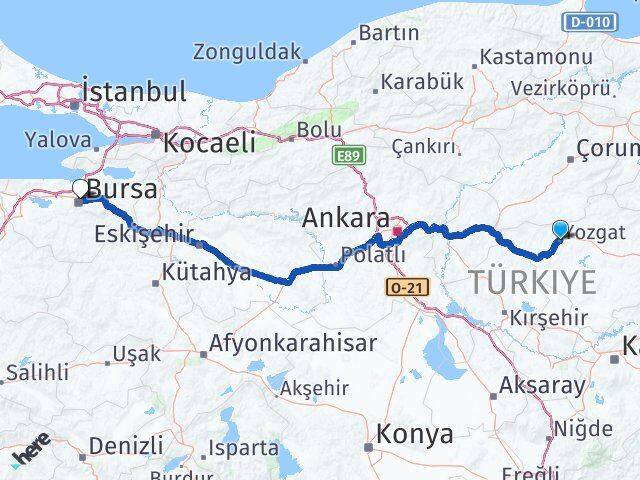 Yozgat Osmangazi Bursa Arası Kaç Km - Yol Haritası