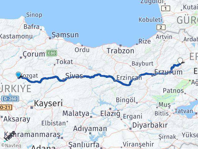 Yozgat Sarıkamış Kars Arası Kaç Km - Yol Haritası