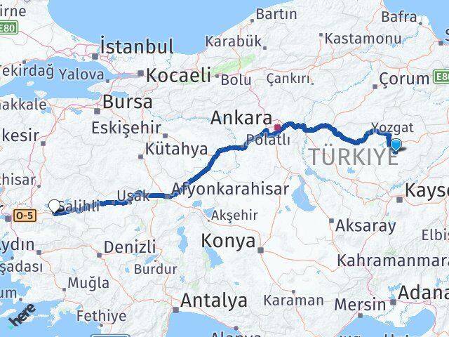 Yozgat Sarıkaya Salihli Manisa Arası Kaç Km - Yol Haritası