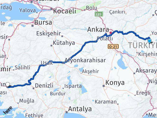 Yozgat Şefaatli Aydın Arası Kaç Km - Yol Haritası