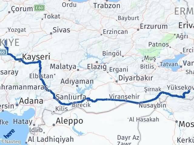 Yozgat Şefaatli Hakkari Arası Kaç Km - Yol Haritası