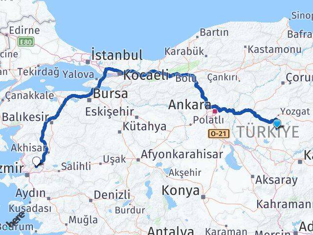 Yozgat Şefaatli Manisa Arası Kaç Km - Yol Haritası