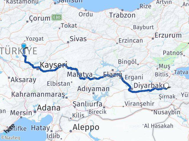 Yozgat Şefaatli Siirt Arası Kaç Km - Yol Haritası