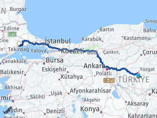 Yozgat Şefaatli Tekirdağ Arası Kaç Km - Yol Haritası