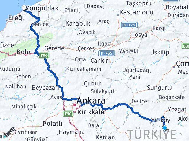 Yozgat Şefaatli Zonguldak Arası Kaç Km - Yol Haritası
