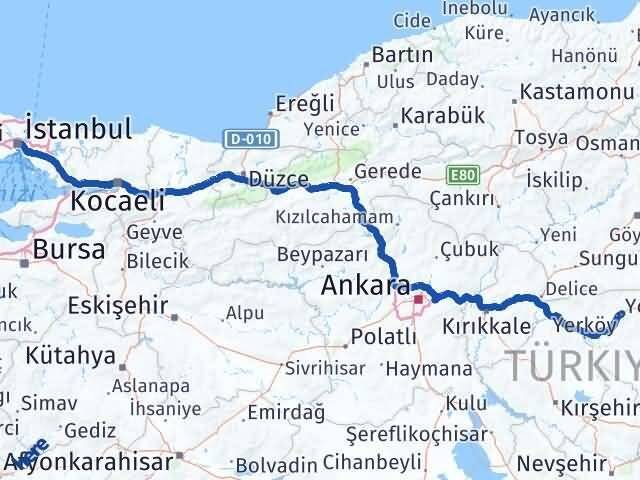 Yozgat Şişli İstanbul Arası Kaç Km - Yol Haritası