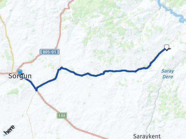 Yozgat Sorgun Karlık Ayvalık Sorgun Arası Kaç Km - Yol Haritası