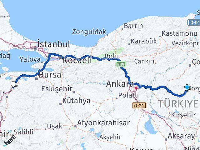 Yozgat Susurluk Balıkesir Arası Kaç Km - Yol Haritası
