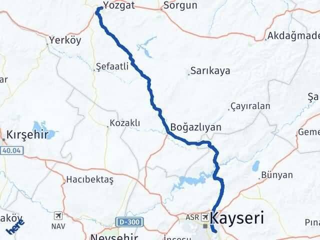 Yozgat Talas Kayseri Arası Kaç Km - Yol Haritası