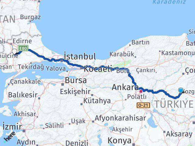 Yozgat Uzunköprü Edirne Arası Kaç Km - Yol Haritası