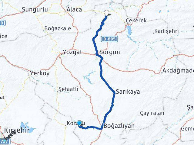Yozgat Yenifakılı Aydıncık Arası Kaç Km - Yol Haritası