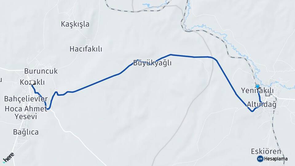 Yozgat Yenifakılı Kozaklı Nevşehir Arası Kaç Km - Yol Haritası