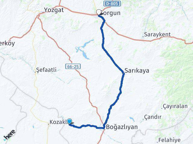 Yozgat Yenifakılı Sorgun Arası Kaç Km - Yol Haritası