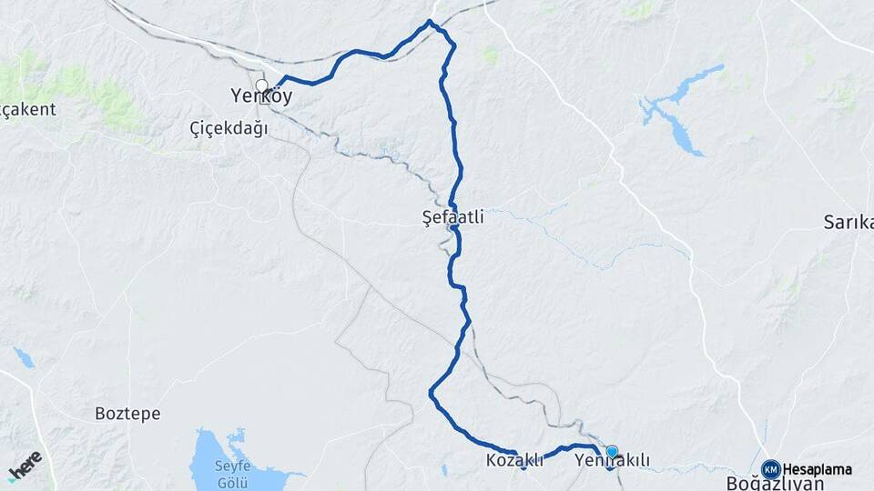 Yozgat Yenifakılı Yerköy Arası Kaç Km - Yol Haritası
