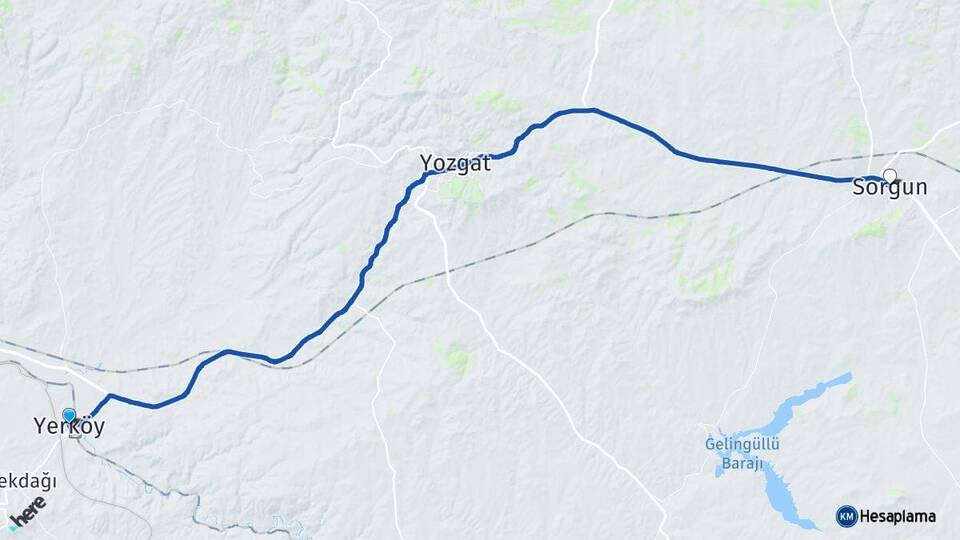 Yozgat Yerköy Sorgun Arası Kaç Km - Yol Haritası