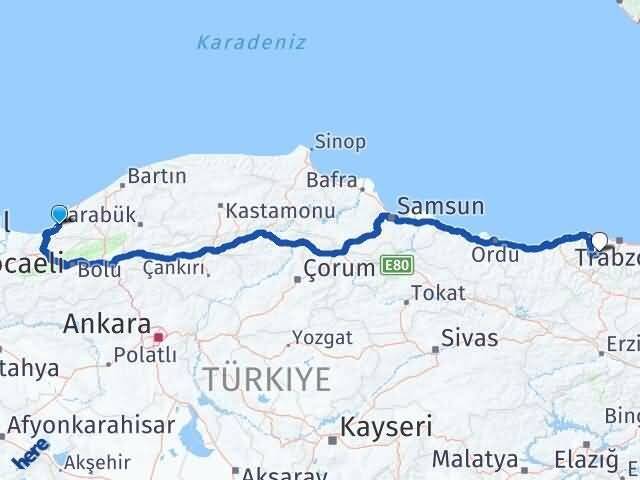Zonguldak Alaplı Düzköy Trabzon Arası Kaç Km - Yol Haritası