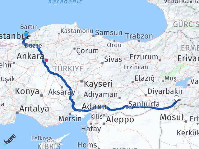 Zonguldak Alaplı Şırnak Arası Kaç Km - Yol Haritası