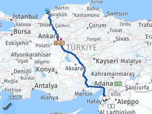 Zonguldak Altınözü Hatay Arası Kaç Km - Yol Haritası