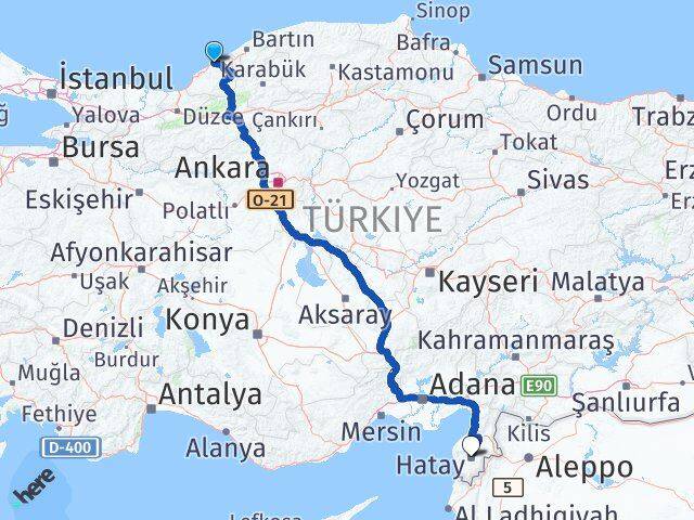 Zonguldak Antakya Hatay Arası Kaç Km - Yol Haritası